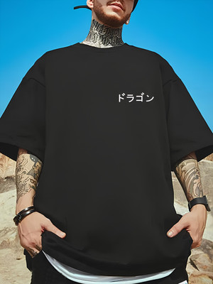 Devilson Printed Men Round Neck Black T-Shirt