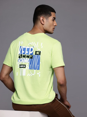HRX by Hrithik Roshan Printed Men Round Neck Light Green T-Shirt