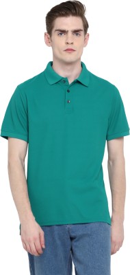 American Crew Solid Men Polo Neck Green T-Shirt