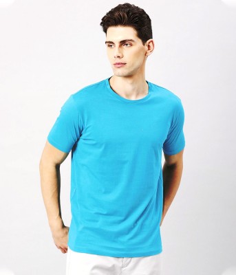 avnoor enterprises Solid Men Round Neck Blue T-Shirt