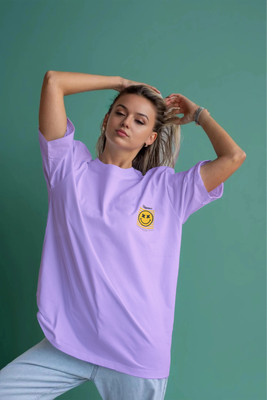 Moda Rapido Solid Women Round Neck Purple T-Shirt