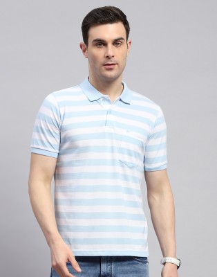 MONTE CARLO Striped Men Polo Neck Multicolor T-Shirt