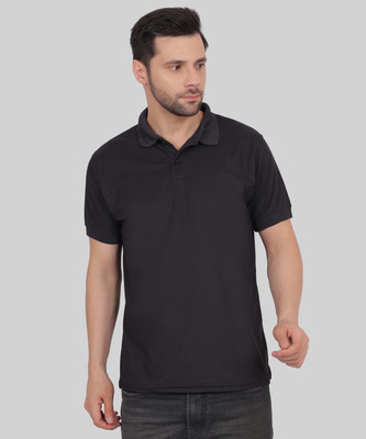 CLUBGREEN Solid Men Polo Neck Black T-Shirt