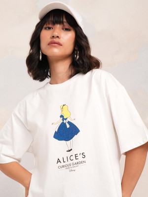 Tokyo Talkies Printed Women Round Neck White T-Shirt