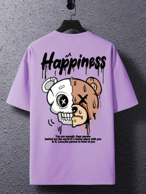 Madilyn Self Design Men Round Neck Reversible Purple T-Shirt