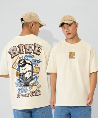 The Souled Store Cartoon Men Round Neck Beige T-Shirt