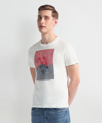 U.S. POLO ASSN. Printed, Typography Men Round Neck White T-Shirt