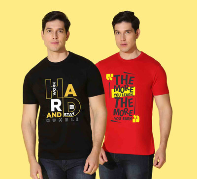WOOSTRO Printed Men Round Neck Multicolor T-Shirt