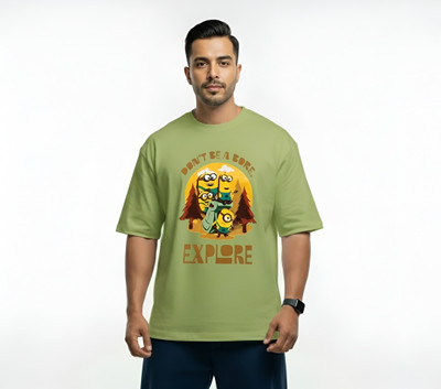 Rawpulse Graphic Print Men Round Neck Green T-Shirt