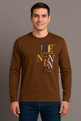 SAND PIPER Graphic Print Men Round Neck Brown T-Shirt