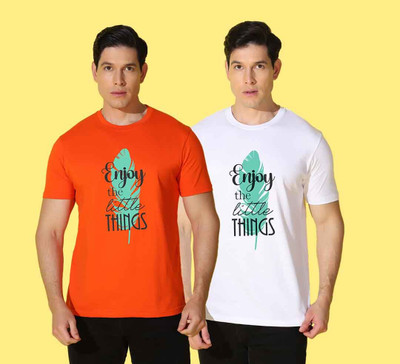 WOOSTRO Printed Men Round Neck Multicolor T-Shirt