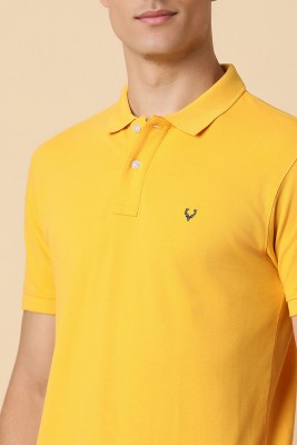 Allen Solly Solid Men Polo Neck Yellow T-Shirt