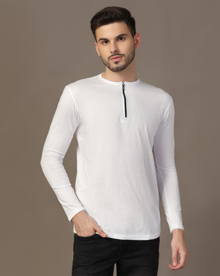 GEUM Solid Men Crew Neck White T-Shirt