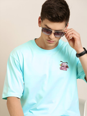 JP Creation Printed Men Round Neck Light Blue T-Shirt
