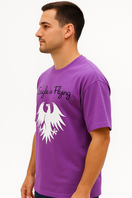 goodsign Printed Men Round Neck Purple T-Shirt