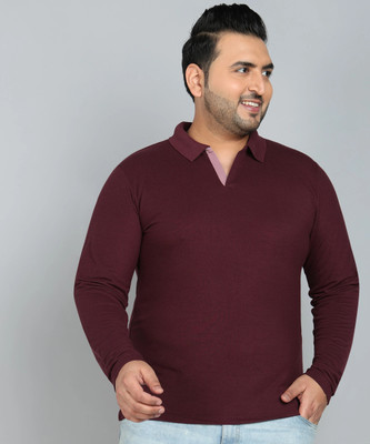 METRONAUT PLUS Solid Men Polo Neck Maroon T-Shirt