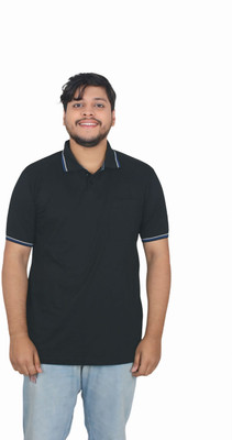 Turtlebay Clothing Solid Men Polo Neck Black T-Shirt