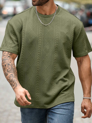 METRONAUT Self Design Men Round Neck Green T-Shirt