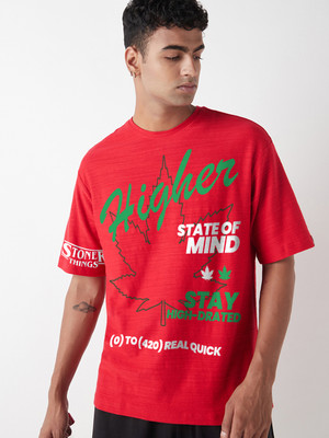 BEWAKOOF Graphic Print Men Round Neck Red T-Shirt