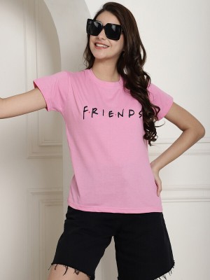 DreamBe Printed, Typography Women Round Neck Pink T-Shirt