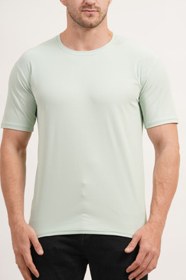 Pavis Solid Men Round Neck Green T-Shirt