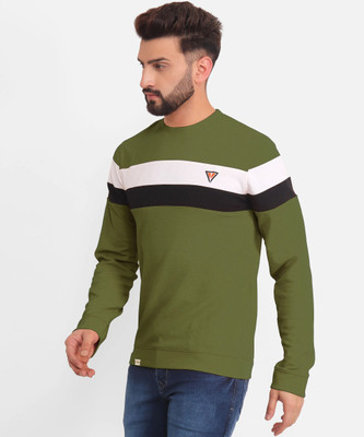 Howdy Striped Men Round Neck Dark Green T-Shirt