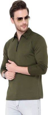 JB Jangoboy Solid Men Polo Neck Dark Green T-Shirt