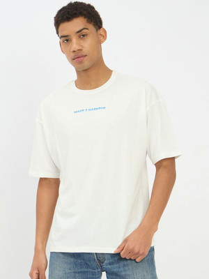 Mast & Harbour Solid Men Round Neck White T-Shirt
