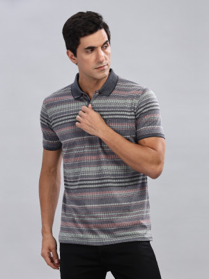 WEXFORD Striped Men Polo Neck Grey T-Shirt