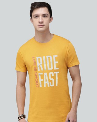 Trends Tower Typography Men Round Neck Yellow T-Shirt