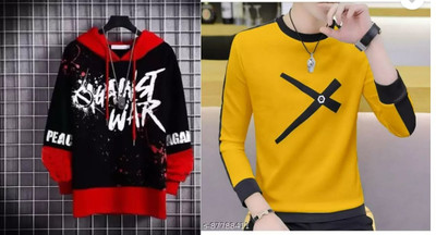 Stelino Printed Men Round Neck Black, Yellow T-Shirt