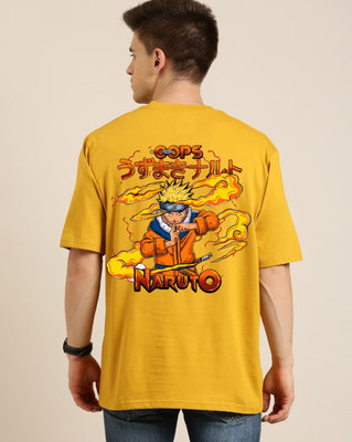 Clickwell Trending Printed, Typography Men Round Neck Yellow T-Shirt