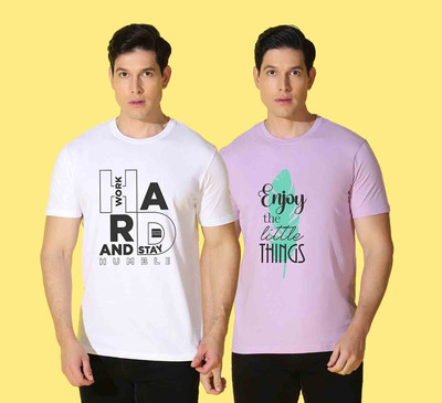 WOOSTRO Printed Men Round Neck Multicolor T-Shirt