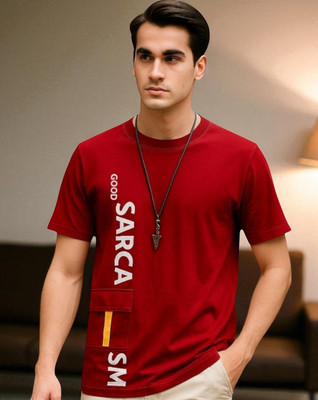 FASHIUM Printed Men Round Neck Red T-Shirt