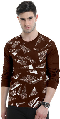Triptee Printed Men Round Neck Brown T-Shirt