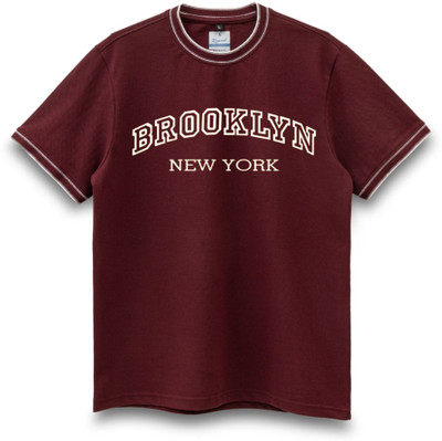 zinpand Printed Men Round Neck Maroon T-Shirt