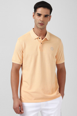 VAN HEUSEN Self Design Men Polo Neck Beige T-Shirt