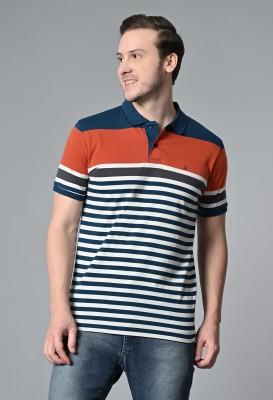 Arbour Striped Men Polo Neck Multicolor T-Shirt