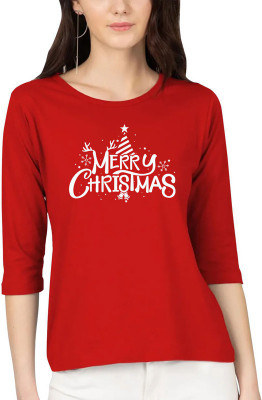 BESTEESCLOTHING Printed, Typography Women Round Neck Red T-Shirt