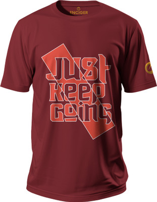 Enciger Printed Men Round Neck Maroon T-Shirt