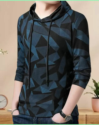 Bell Paper Printed Men Hooded Neck Green T-Shirt
