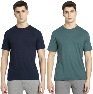 JOCKEY Solid Men Round Neck Dark Blue, Green T-Shirt