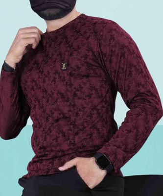 Magpy Printed Men Round Neck Maroon T-Shirt