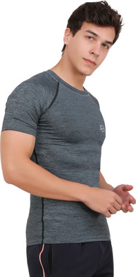 Sportinger Self Design Men Round Neck Blue T-Shirt