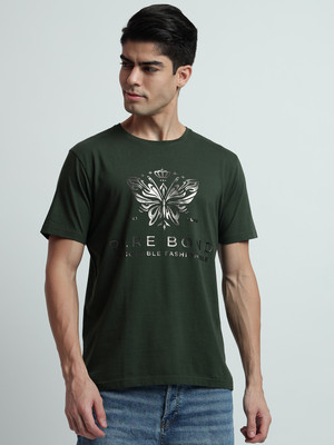 Rare Bond Studios Printed Men Round Neck Green T-Shirt
