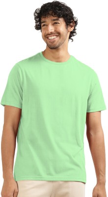 LazyChunks Solid Men Round Neck Light Green T-Shirt