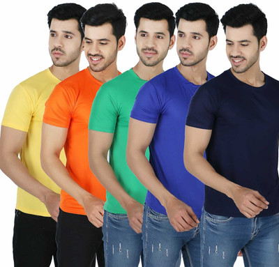 Newsingh Solid Men Round Neck Multicolor T-Shirt