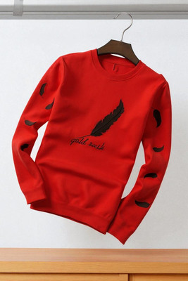 FAOES Printed Men Round Neck Red T-Shirt