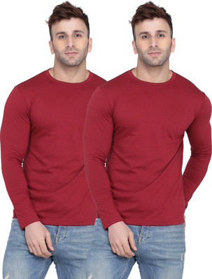 New Trends Collection Solid Men Round Neck Maroon T-Shirt