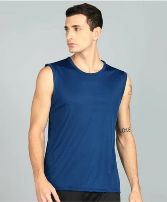 Jangoboy Solid Men Round Neck Dark Blue T-Shirt